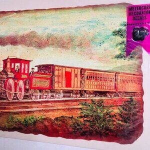 Meyercord Decal Vintage Decorator Moving Train Arts Crafts Home Office 13 x 8.75